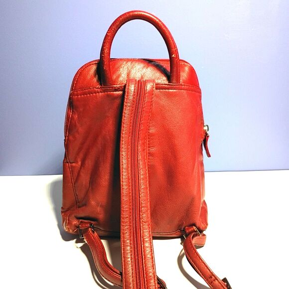 Wilsons Leather Red Leather Backpack Purse Shoulder Bag - Picture 6 of 16